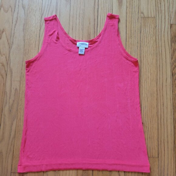 Chicos Travelers Red Tank Top Size 2 Slinky Stretchy Large - Picture 3 of 5